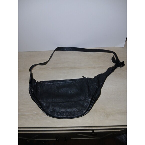Wilsons Genuine Leather Fanny Pack Black With American Flag Closure Vintage - Picture 8 of 16